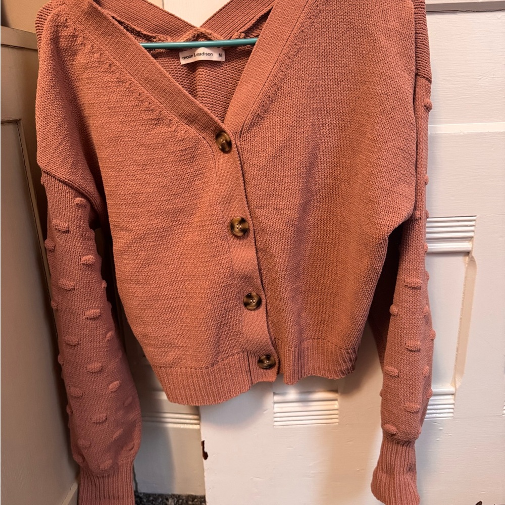 Women's Pink Button-Up Sweater
